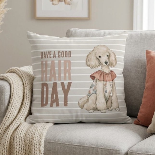 Posh Poodle Doodle Dog Funny Throw Pillow (Creator Uploaded)