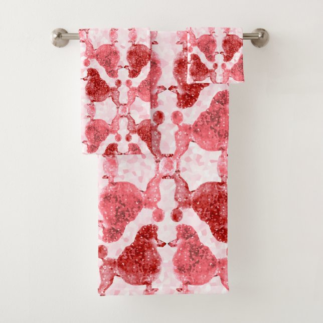 Posh Poodle Love Pink Bath Towel Set (Insitu)