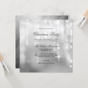 Posh Silver Lights Bokeh Christmas Invitation