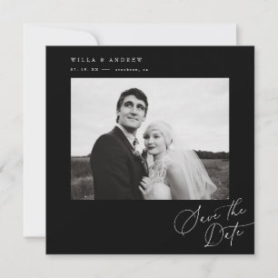 Posh Square Save The Date Photo Minimal Card 