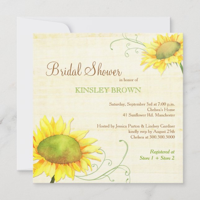 Posh Sunflowers & Swirls Bridal Shower Invitation (Front)