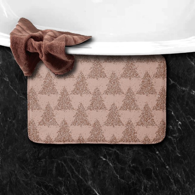 Posh Tree Pattern | Glam Rose Gold Blush Christmas Bath Mat (Creator Uploaded)