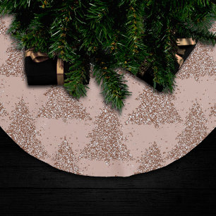 Posh Tree Pattern Glam Rose Gold Blush Christmas Brushed Polyester Tree Skirt