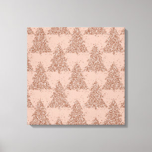 Posh Tree Pattern   Glam Rose Gold Blush Christmas Canvas Print