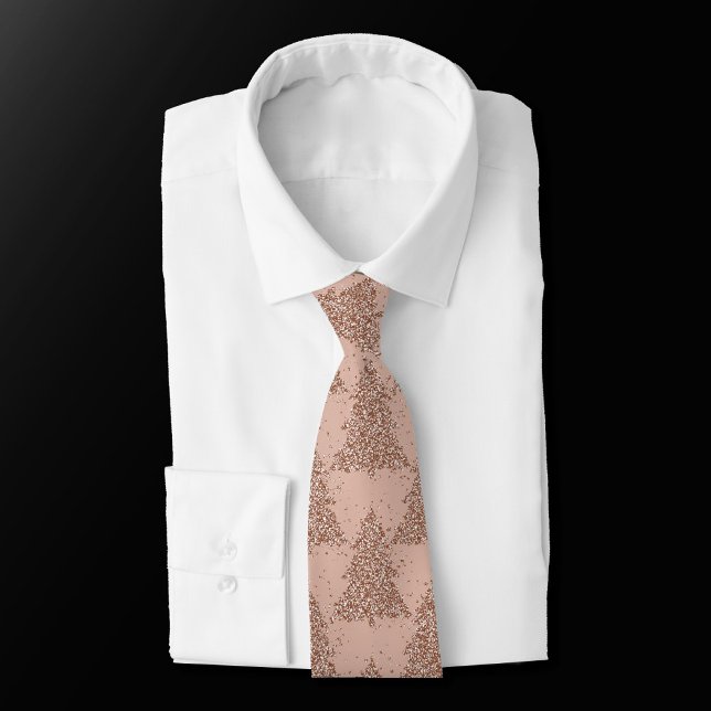 Posh Tree Pattern | Glam Rose Gold Blush Christmas Tie (Creator Uploaded)