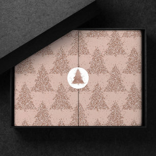 Posh Tree Pattern   Glam Rose Gold Blush Christmas Tissue Paper