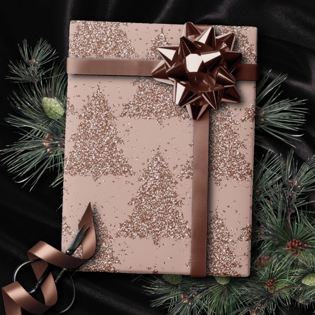 Posh Tree Pattern | Glam Rose Gold Blush Christmas Wrapping Paper (Creator Uploaded)