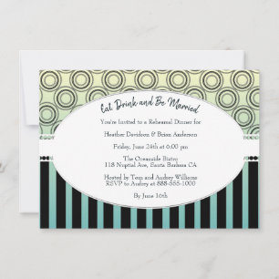 Posh Yellow and Teal Rehearsal Dinner Invite