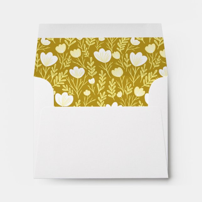 Posies Pattern Mustard Yellow Floral Chic Custom Envelope (Back (Bottom))