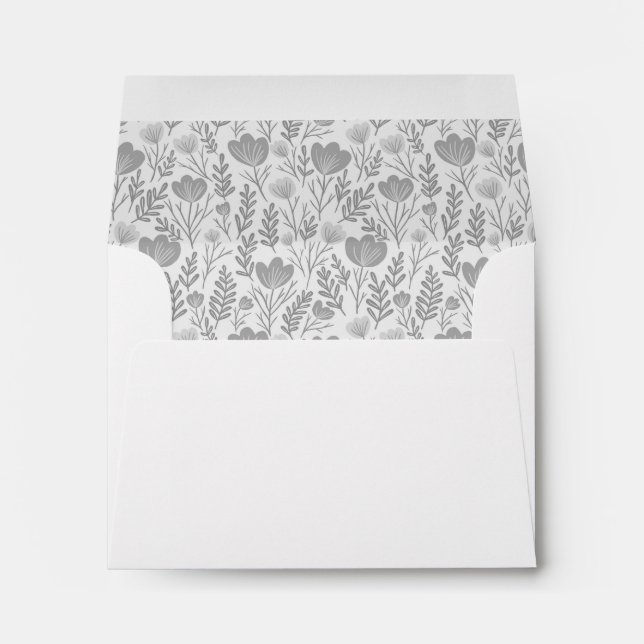 Posies Pattern Soft Grey Floral Chic Custom Envelope (Back (Bottom))