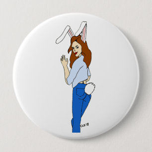 posing bunnygirl 4 inch round button