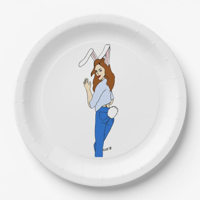 posing bunnygirl paper plate (Front)