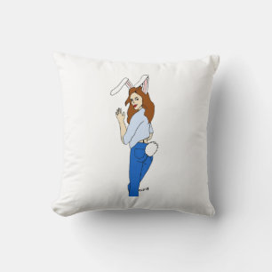 posing bunnygirl throw pillow