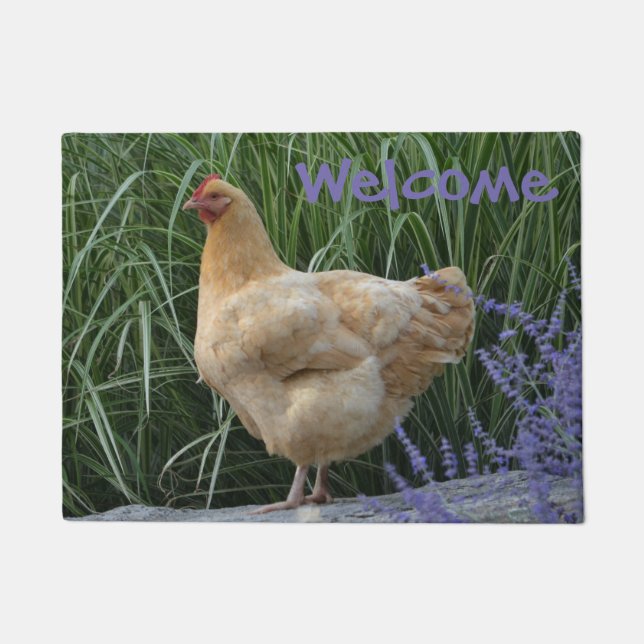 Posing Chicken Welcome Mat (Front)