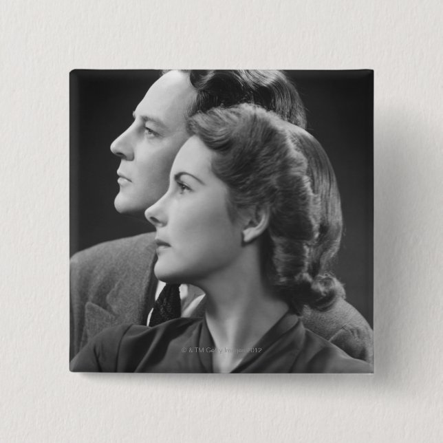 Posing Couple 2 Inch Square Button (Front)