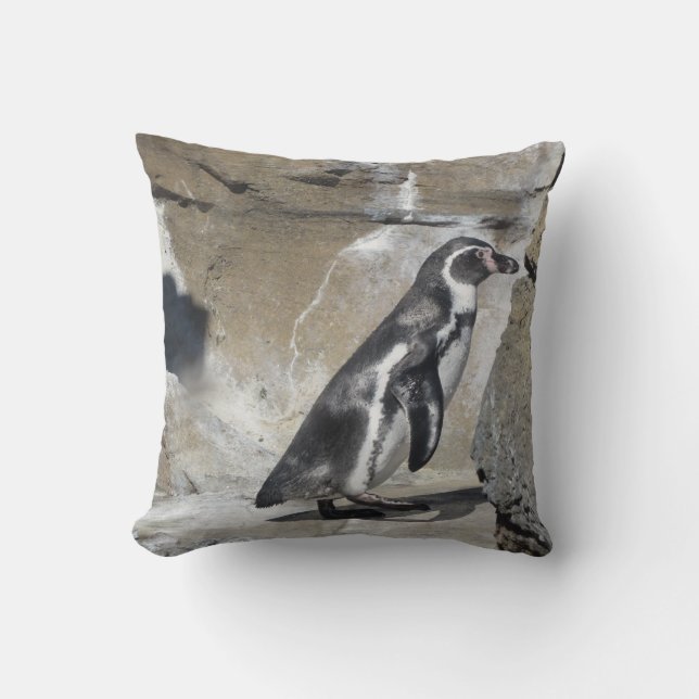 Posing Penguin Throw Pillow (Front)