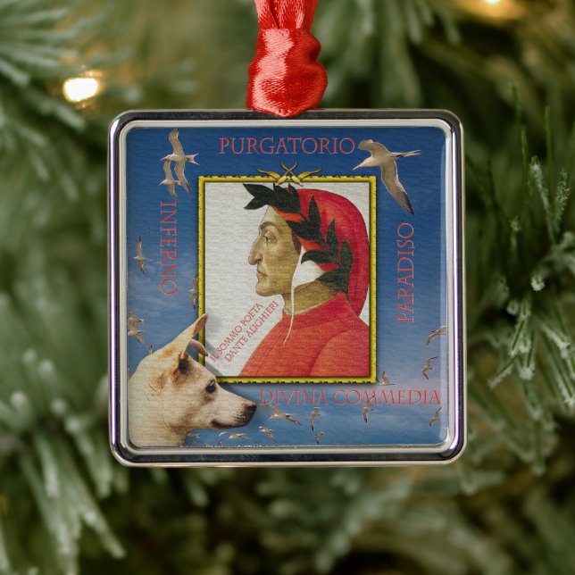 Posing with Dante Alighieri Metal Ornament (Tree)