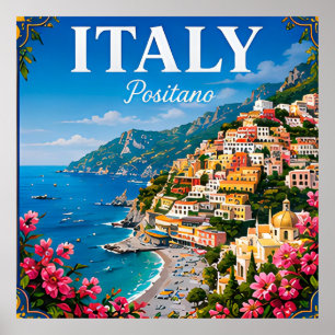 Positano Amalfi Coast Italy Travel Poster