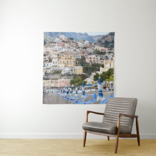 Positano Beach Umbrellas Dream #1 #travel #wall  Tapestry