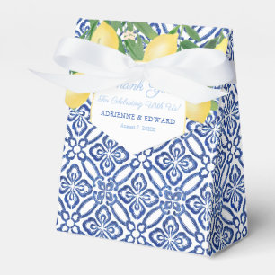 Positano Blue Antique Tiles And Lemons Wedding Favor Box