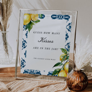 Positano Guess How Many Kisses Bridal Shower Sign