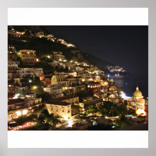 Positano Italy at Night - Photographic Print