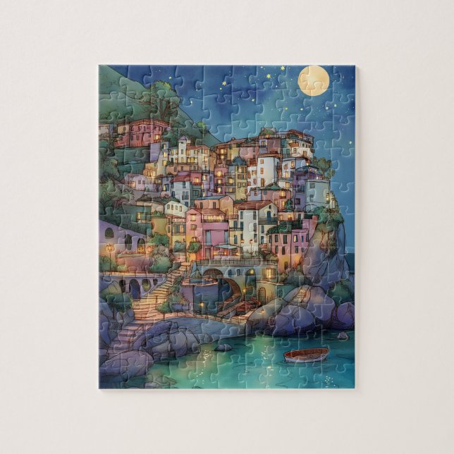 Positano, Italy – Coastal Village & Starry Sky Jigsaw Puzzle (Vertical)