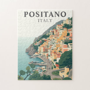 Positano, Italy Vintage Travel Scene Amalfi Coast Jigsaw Puzzle