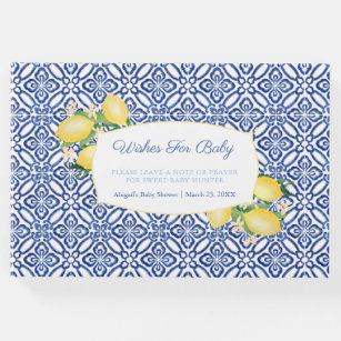 Positano Lemons Blue Tiles Wishes For Baby Boy Guest Book