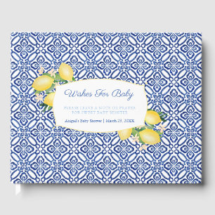 Positano Lemons Blue Tiles Wishes For Baby Boy Guest Book
