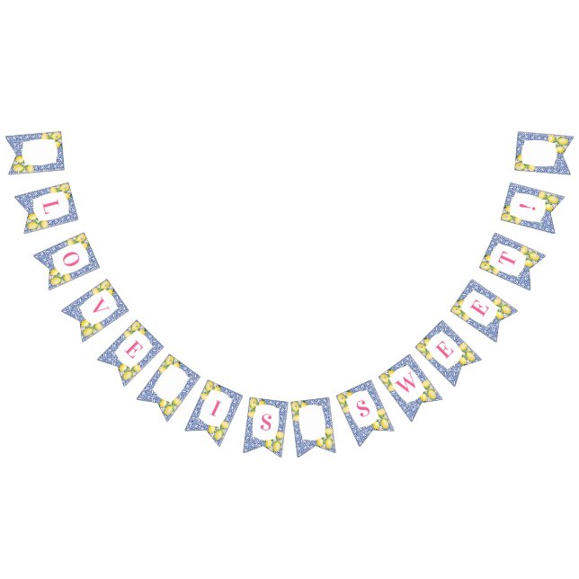 Positano Lemons Blue White Tile Shower Birthday Bunting Flags (All)