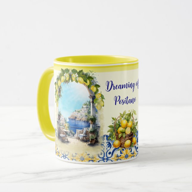 Positano Mug Dreaming of Positano Lemons Amalfi (Front Left)