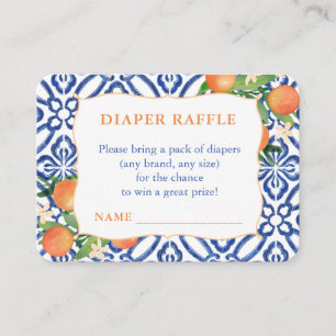 Positano Sweet Oranges Baby Shower Diaper Raffle Enclosure Card