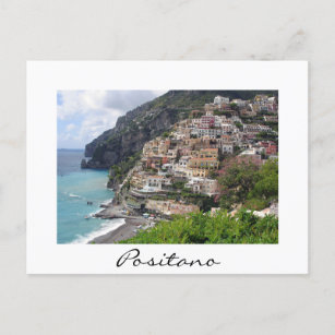 Positano town at the Amalfi coast white postcard