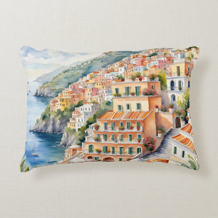 Positano: Watercolor Along Italy's Amalfi Coast Accent Pillow