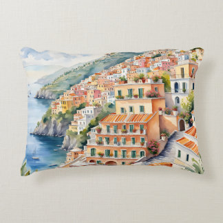 Positano: Watercolor Along Italy's Amalfi Coast Accent Pillow