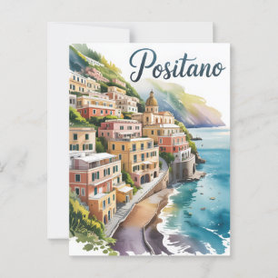 Positano watercolor  postcard