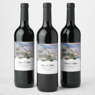 Positano Wedding Favour Personalized Wine Label
