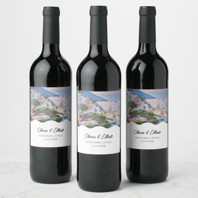 Positano Wedding Favour Personalized Wine Label (Bottles)
