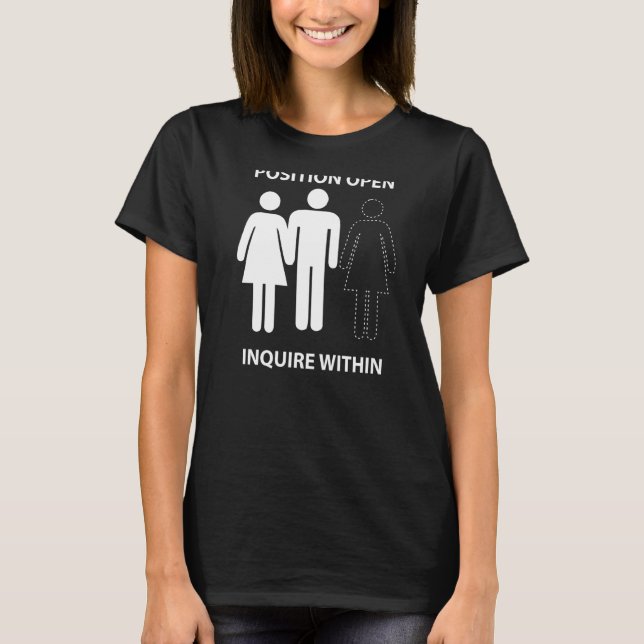 Position Open Enquire Within Adult Swinger Clothin T-Shirt (Front)
