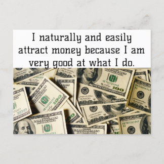 Positive Affirmation - Attracting Money Postcard