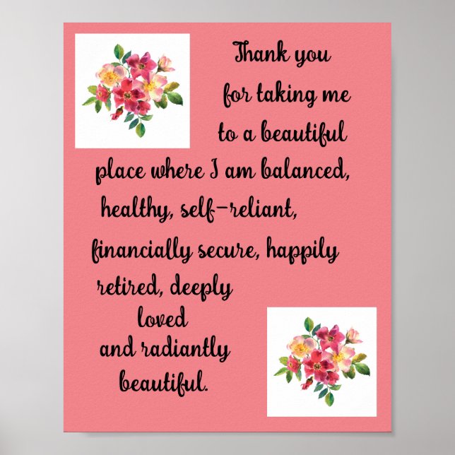 Positive Affirmation - I am radiantly beautiful  Poster (Front)