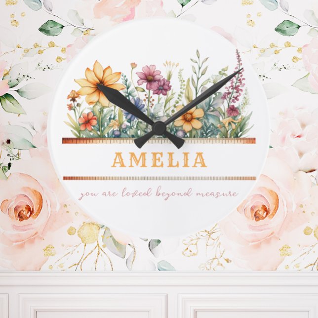 Positive Affirmation Inspirational Floral Custom  Round Clock (Creator Uploaded)