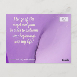 Positive Affirmation Letting Go Of Pain And Anger Postcard
