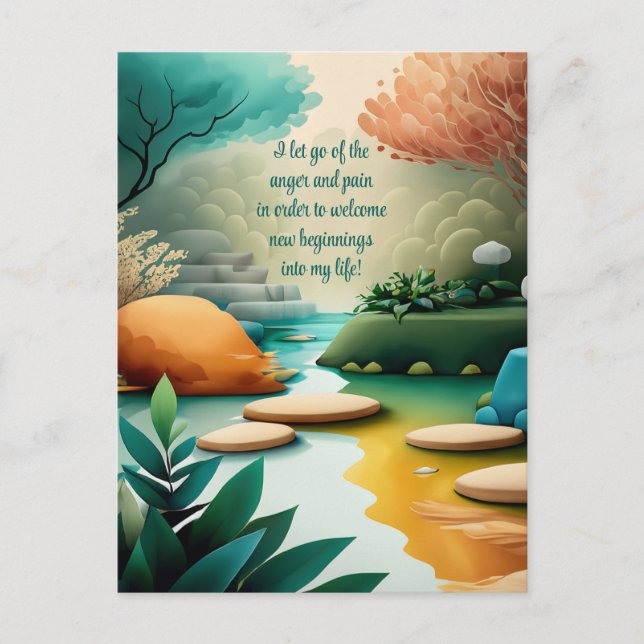Positive Affirmation Letting Go Of Pain And Anger Postcard (Front)