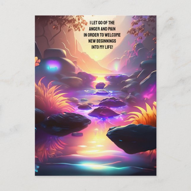 Positive Affirmation Letting Go Of Pain And Anger Postcard (Front)