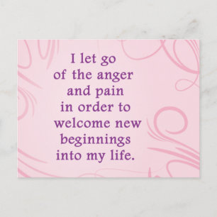 Positive Affirmation Letting Go Of Pain And Anger Postcard