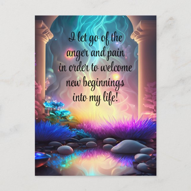 Positive Affirmation Letting Go Of Pain And Anger Postcard (Front)