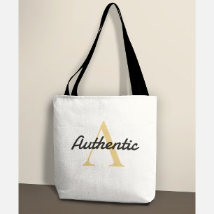 Positive Affirmation Monogram Gold Letter A  Tote Bag