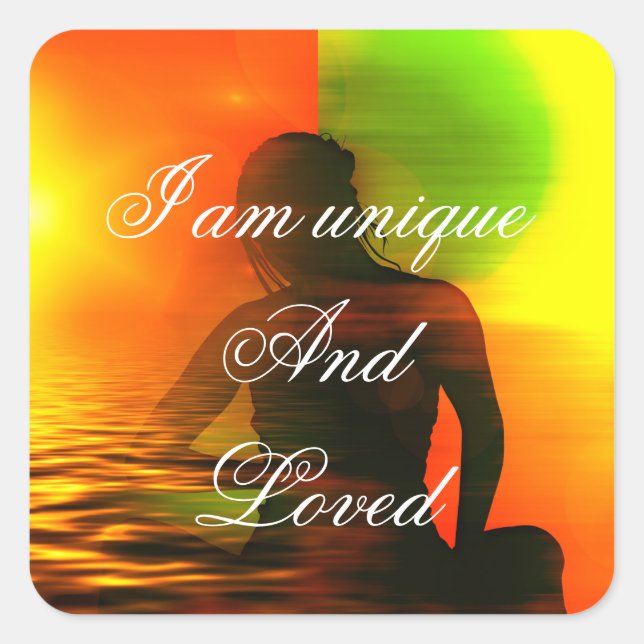 Positive Affirmation motivation about self esteem Square Sticker (Front)